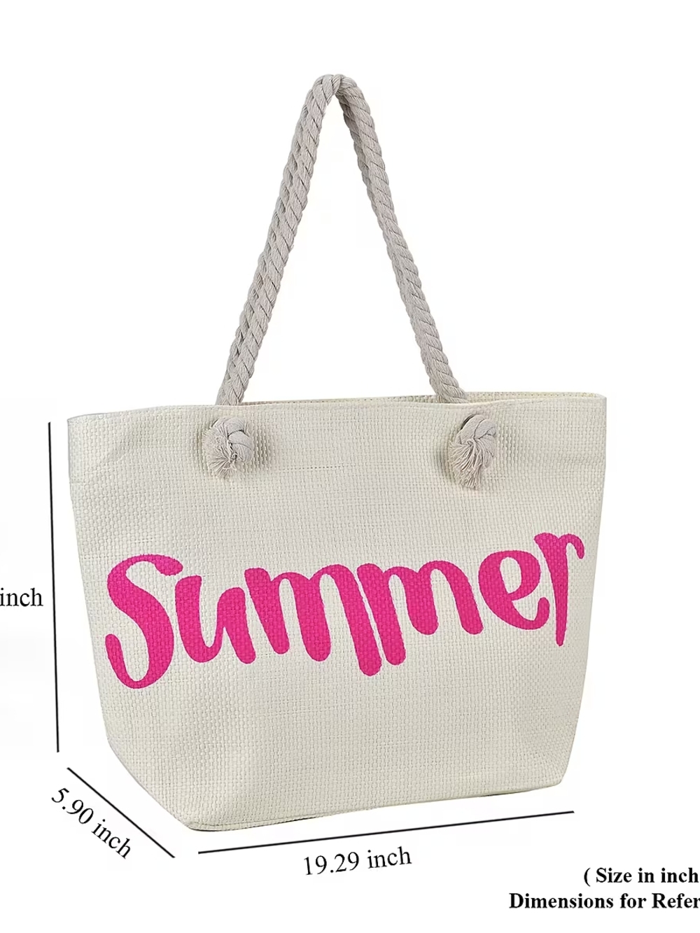 Summer Pink Rope-Handle Beach Tote Bag